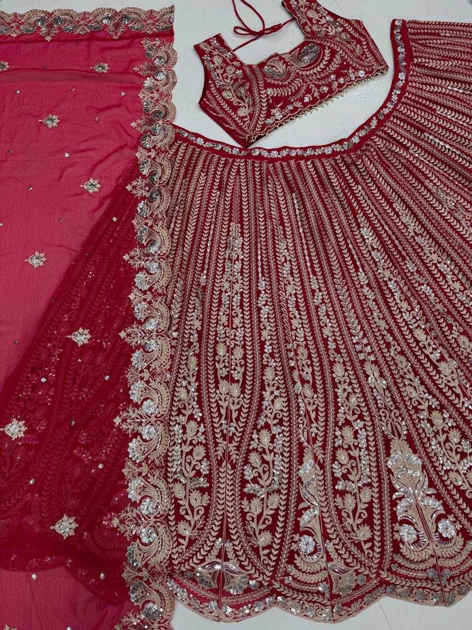 Faux Georgette Designer Embroidered Lehenga - MYLUXURY LANE ENTERPRISE